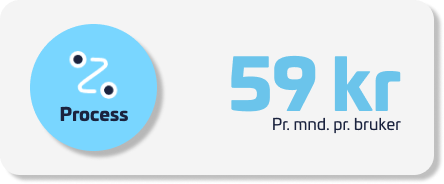 Ikon for Process-modul med prisinformasjon: 59 NOK per måned per bruker.
