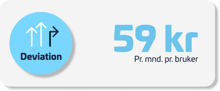 Ikon for Deviation-modul med prisinformasjon: 59 kr per måned per bruker.