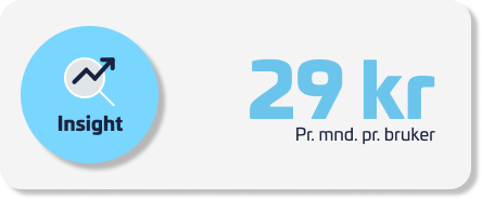 Ikon for Insight-modul med prisinformasjon: 29 kr per måned per bruker.